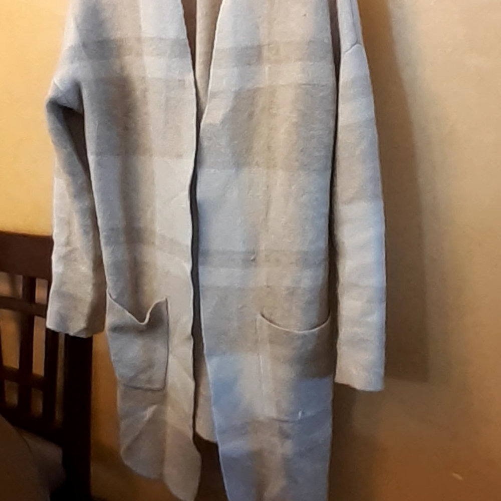 Creme colored open front sweater